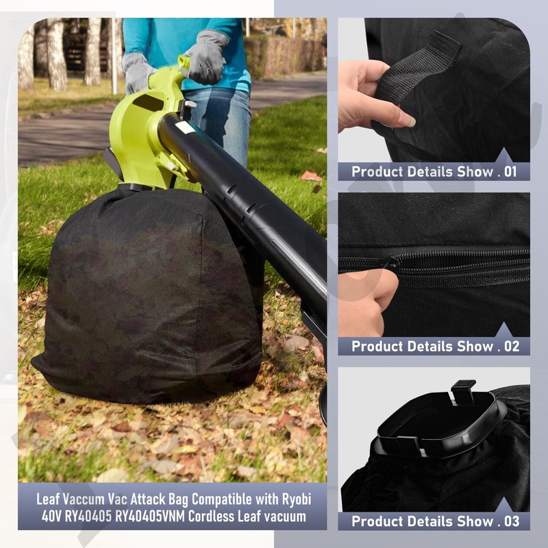 205110001 Leaf Vaccum Vac Attack Bag Compatible with Ryobi 40V