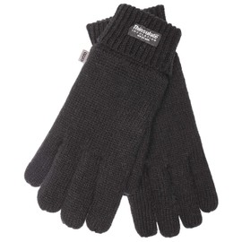 EEM Men's Knitted Gloves LASSE with Thinsulate Thermal Lining Polyester Knitted Material 100% Wool - Black sheep's wool., size: l