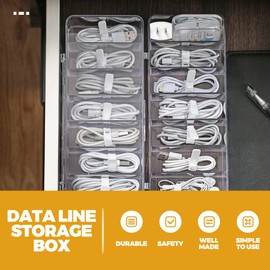 Operitacx Plastic Cable Management Box with Compartments Durable Organizer for Home Office Keeps Cables Clean and Tidy Easy to Use Electronic Storage Transparent