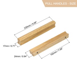 QUARKZMAN Set of 2 Wooden Drawer Handles with Screws 192 mm / 7.56 Inch Hole Spacing Unprocessed Beech Wood Cupboards Drawers Knobs Pull Handles for Kitchen Cabinets Dressers Furniture