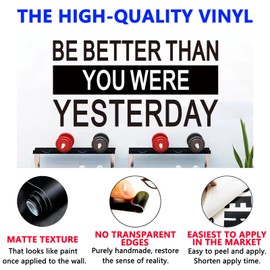 SEATUNE Gym Wall Stickers - Inspirational Quotes Motivational Office Wall Decals - Home Gym Garage Vinyl Art Wall Decor - Be Better Than You were Yesterday 21"X11"