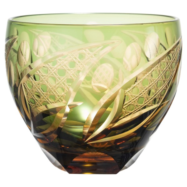 Toyo Sasaki Glass HG200-12GR Tumbler Glass, Saika Kiriko, 10.1 fl oz (310 ml), Saihana Kiriko, Green, Made in Japan, Tumbler, Glass, Cup
