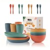 20PCS Wheat Straw Dinnerware Sets, DQELFA Reusable Kids Toddler Plates