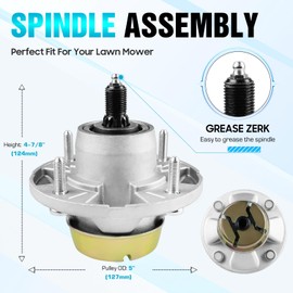 Autsurles Mower Deck Spindle Assembly for John Deere X300 X320 X324 X475 X485 X495 X520 X500 X530 LT133 LT155 LT166 Replaces AM124498 AM131680 AM135349 AM144377 1 Pack