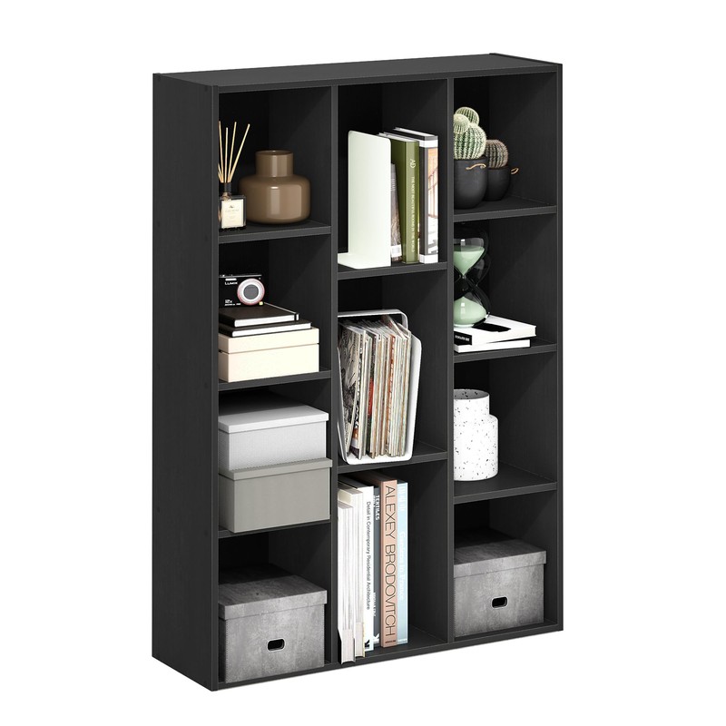 Furinno Furinno Luder 11-Cube Reversible Open Shelf Bookcase, Blackwood