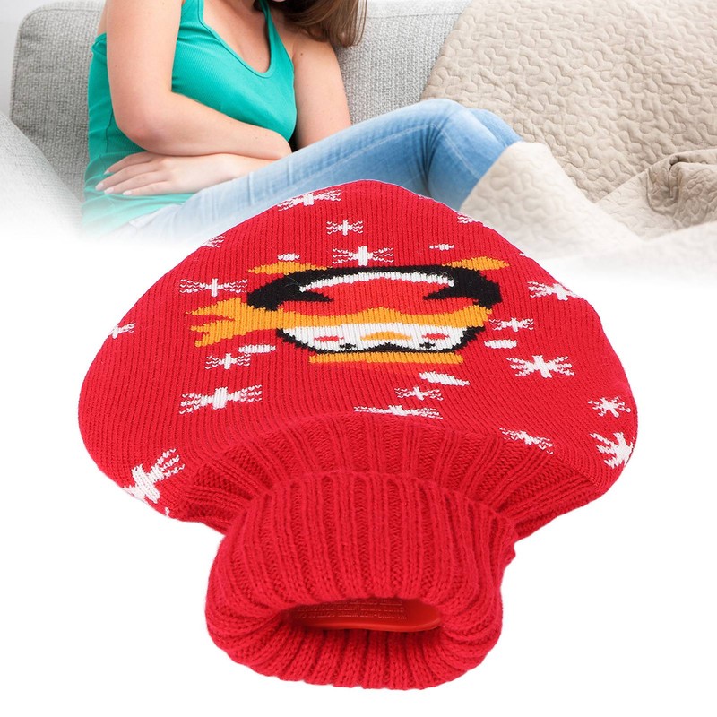 Hot Water Bottle Rubber Leakproof Relieve Pain Cute Knit Cover