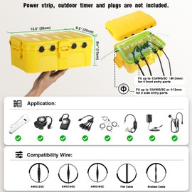 Flemoon Large Outdoor Electrical Box (12.5 x 8.5 x 5 inch), IP54 Waterproof Extension Cord Cover Weatherproof, Protect Outlet, Plug, Socket, Timer, Power Strip, Holiday Light Decoration, Yellow