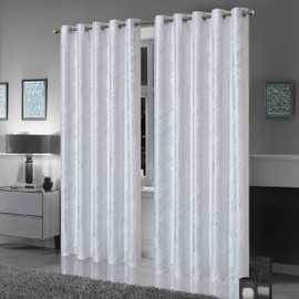 Olivia Rocco Leaf Sparkle Blackout Curtains Super Soft Thermal Insulated Ring Top Eyelet Curtain for Living Room Bedroom Drapes Window Black 2 Panels Home Decoration, White 66x72