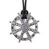 HAQUIL Buddhist Dharma Wheel of Life Dharmachakra Necklace, Faux leather
