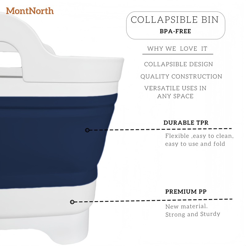 Collapsible Wash Basin 9L, Foldable Dish Tub with Drain Plug,