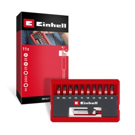 Einhell Impact Bit Set 11 Pieces (25 mm Impact Bits PH/PZ/T/H, S2 Steel, Magnetic Bit Holder E 6.3, Pocket Cassette with Stand Function)