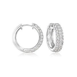 Ross-Simons 1.60 ct. t.w. CZ Hoop Earrings in Sterling Silver