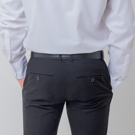 BELTINGER High Quality Suit Belt Made of Full Cowhide Leather 3.5 cm | Cambered Leather Belt Men 35 mm | Business Belt Made in Italy, Navy, Silver