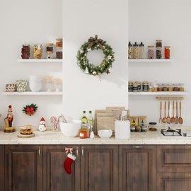 Fun Memories Floating Shelves for Wall, 30" Rustic Wood Deep Wall Mounted Shelves with Invisible Brackets for Decor & Storage, Floating Shelf for Living Room, Bathroom (White, Set of 2)