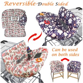 Shopping Cart Cover for Baby Grocery Cart Cover for Baby boy and Baby Girl, High Chair Cover for Baby and Toddler, Baby Registry Gift - Waterproof - Extra Large - Cotton - Double Sided (Pink)