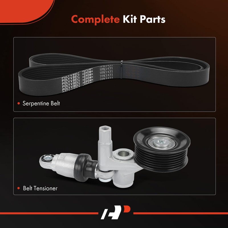 A-Premium Serpentine Drive Belt Kit with Tensioner Compatible with Honda