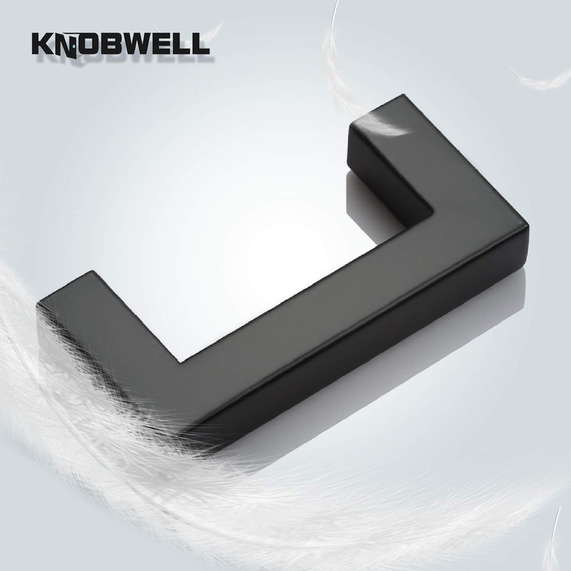 KNOBWELL 12 Pack Matte Black Modern Cabinet Handles Kitchen Drawer
