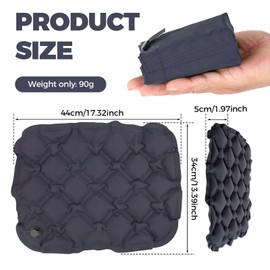 YUFFQOPC Inflatable Seat Cushion,Portable Foldable Travel Seat Cushion,Lightweight and Waterproof Air Seat Pad for Camping Beach Hiking Airplane Office and Long Sitting(Dark Gray)