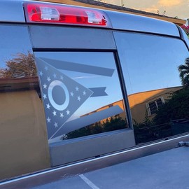 Xinghe for Dodge Ram 2009 to 2024, Ohio Flag Decals Stickers for Truck Back Middle Window, Matte Black Ohio Flag Decal, for Dodge Ram 1500 2500 3500 Accessories