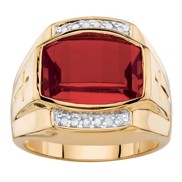 (8) - Men's 5.61 TCW Cushion-Cut Created Red Ruby and