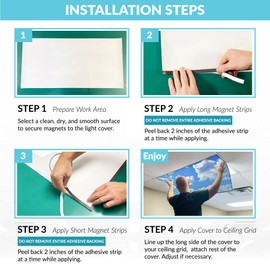 Magnetic Fluorescent Light Cover for Ceiling Lights Classroom 2x4 - High Resolution Magnetic Office Light Filter (Pack of 1) - Improve Focus, Eliminate Headaches & Eyestrain - Cloud