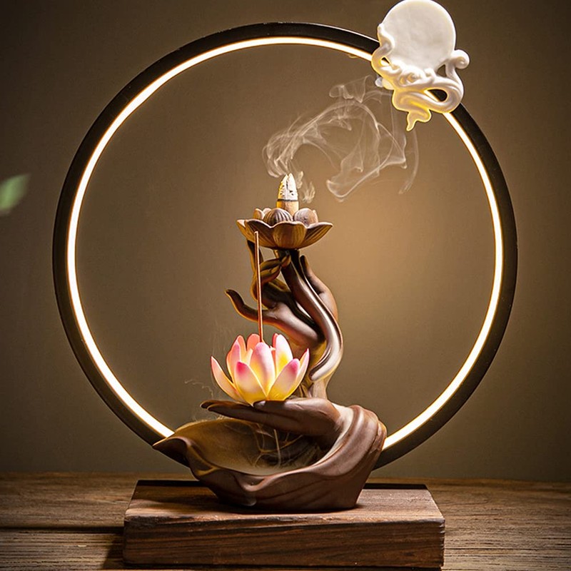 Faderr Backflow Incense Burner Buddha Incense Burner Ceramic Incense Cones