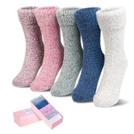 ICEIVY Womens Wool Socks 5 Pairs Warm Wool Cotton Socks Thick Knit Vintage Casual Winter Socks