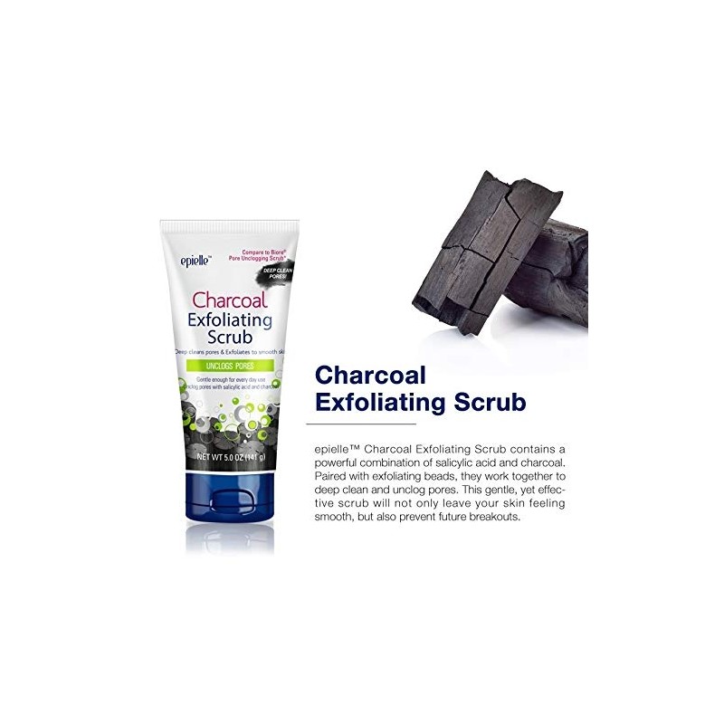 Epielle Charcoal Exfoliating Scrub (2pk) - Deeply cleans unclogged pores