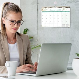 Calendar 2025 2026 UK - Moseem 18 Monthly A4 Wall Calendar 2025/26, Family Planner Month to View from July 2025 - Dec.2026 for Home Office Planning Orgnizing - Green Leaf