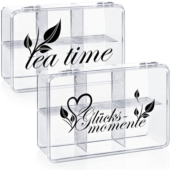 com-four® 2 x Storage Boxes for Tea and Tea Bags