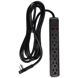 CableWholesale Flat Rotating Plug, Surge/Modem Protector, 6 Outlet, Plastic, Power Cord, 10', Black (845-51W1-12210)