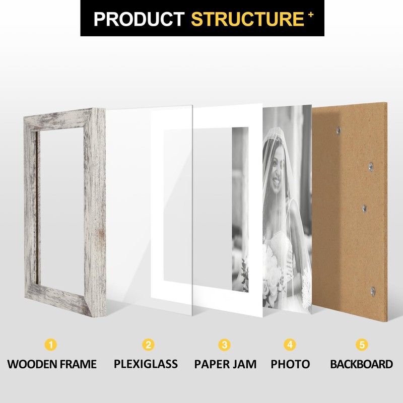 TOFOREVO 4x6 Picture Frames Set of 6 Distressed White Wood