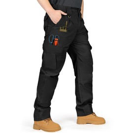 IGOLUMON Men's StretchTactical Pants, Breathable Ripstop Cargo Pants, Outdoor Lightweight EDC Work Hiking Pants, Durable Casual Trousers Black