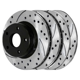 AutoShack Front and Rear Drilled Slotted Brake Rotors Black Set of 4 Replacement for Chrysler 200 Sebring 2007-2017 Jeep Patriot Compass 2007-2012 Dodge Caliber 2008-2014 Avenger V6 FWD PR63040PR63038