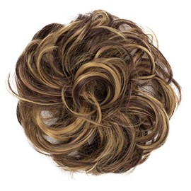 CAISHA PRETTYSHOP Messy Scrunchie Bun Voluminous Wavy Hairpiece Heat-resistant Synthetic Fibres Chestnut Brown Dark Blonde Mix G40A