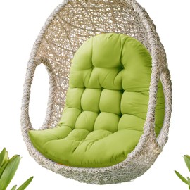 MQK Thick Egg Chair Cushion Replacement, Button Tufted Outdoor Swing Chair Cushion with High Elasticity PP Cotton and Skin-Friendly Fabric, Hanging Cushion for Patio Porch Furniture (Only Cushion)