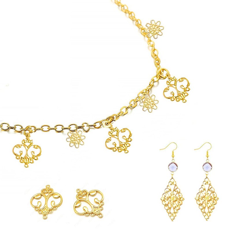 Samcos Watermark Parts, Set of 100, Gold, Flowers, Moon, Drops,