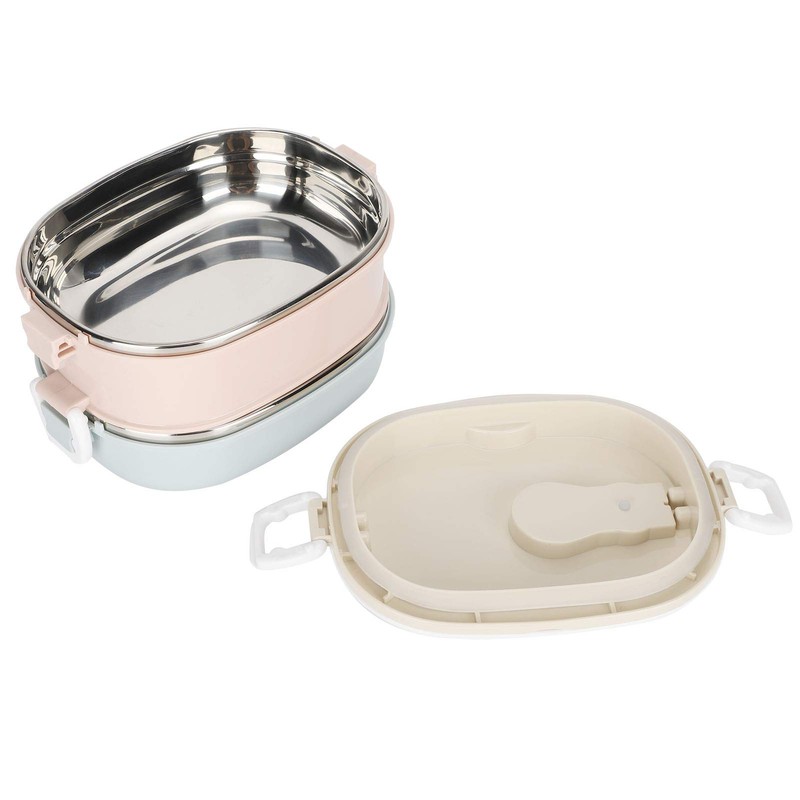 01 Portable Stainless Steel Insulated Thermal Lunch Box, 2 Layer,