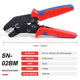 Knoweasy SN02BM JST/Molex Crimper for XH2.54/PH2.0/3.96mm/PX Terminals and AWG28-20 Wires - Precision Crimp Tool for Electronics and DIY