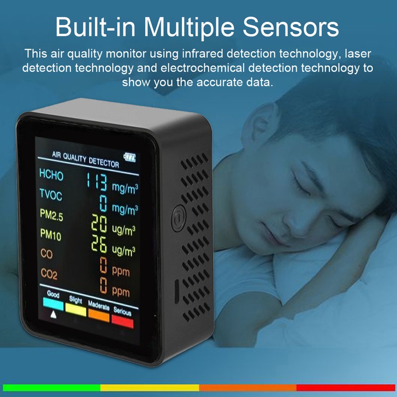 6 In 1 PM2.5 PM10 HCHO TVOC CO CO2 Multifunctional