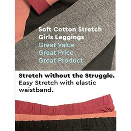 MISS POPULAR 5-Pack Girls Leggings Sizes 4-16 Soft Comfortable Cotton Spandex with Elastic Waistband Many Colors (Pack 2, 4)