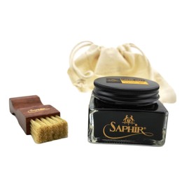 Hebold Shoe Care Sets with Sapphire Medal D'Or Pomade Luxury Cream Brush and Cotton Bag: Colour: Black with Engraving, Black with engraving