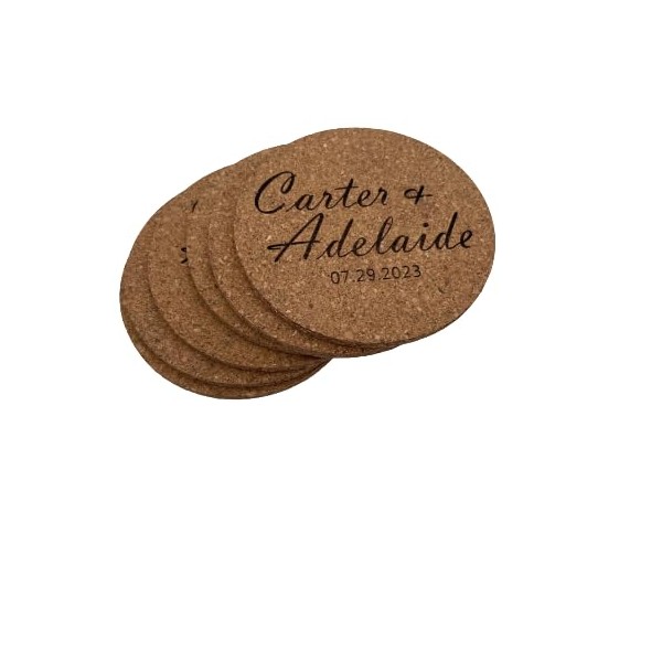Cork Coasters Wedding Coasters Round Bulk Favors (25)