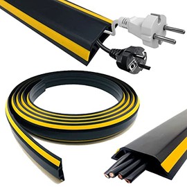 Protector de cable de piso de 6.5 pies, resistente autoadhesivo y flexible, organizador de gestión de cables de PVC, extensión protege los cables y evita peligros de viaje, cavidad de cable de pared