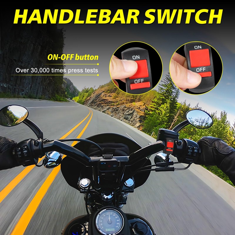 AKD Part 2 Leads Motorcycle Wiring Harness Kit w/Handlebar Switch