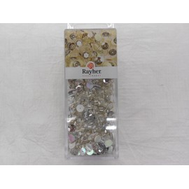 Rayher 14538606 Pailletten-/Glasperlenmix, silber, 80 g und 50 m Draht 0,3 mm ø, Bastelperlen, Rocailles, Pailletten, Glasstifte, Fädeldraht
