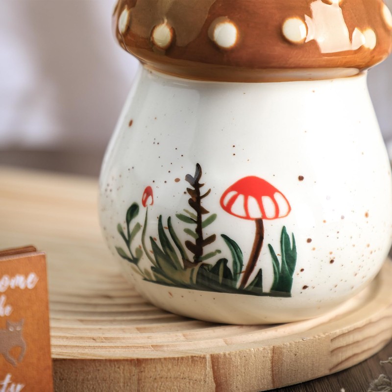 Bicuzat Ceramic Mushroom Shaped Soap Dispenser with Plastic Pump, Liquid