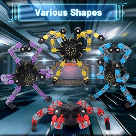 8 Pieces Robot Fidget Spinner Toy for Children Adults, DIY Deformation Chain Transformer, Mechanical Fingertip Toy, Novelty Gyro Gifts for Classroom, Birthday Party