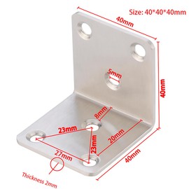 Hyever Stainless Steel L Brackets Fastener Corner Braces with Screws L Shape Joints Plate 6 Pcs Heavy Duty Wide Corner Brace for Wood Furniture Bookshelf Board Window Cabinet