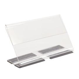 VICTORY DISPLAY & STORE FIXTURE MFG Acrylic Slant Back 4-up (4.25" by 5.5") Sign Holder with Magnets Attaches to Any Metal Surface (Quantity 10) (10)